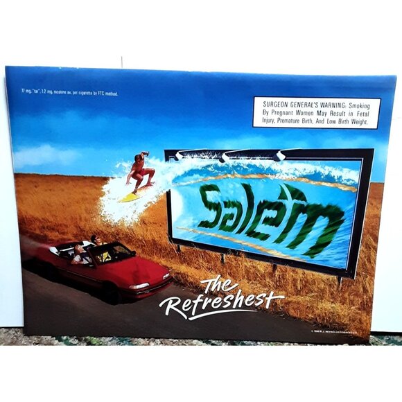 Other - 1991 Salem Cigarettes Ad Surfer Billboard The Refreshest Vintage Print